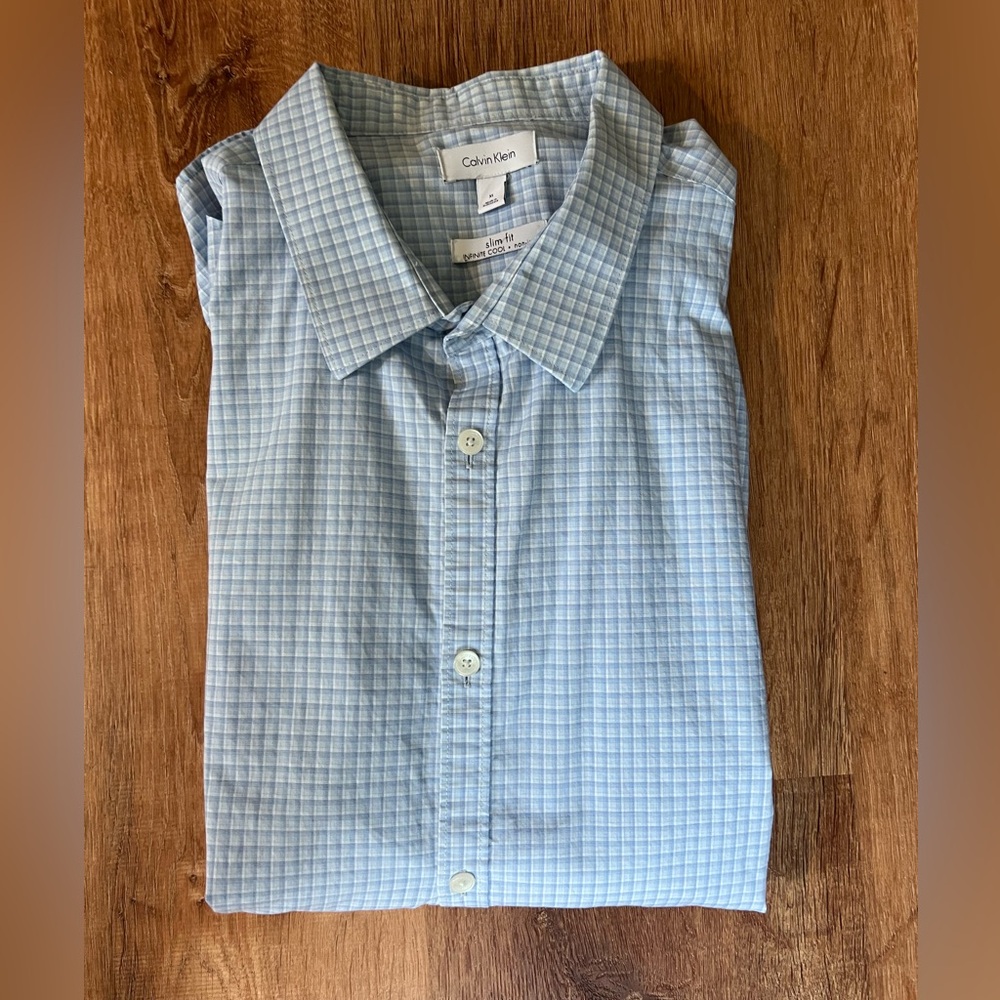 Calvin Klein Infinite cool slim fit non-iron checkered shirt